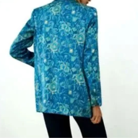 ZARA Blue green Paisley nwt Blazer Jacket Open
Front Floral Lined extra large - Picture 9 of 14